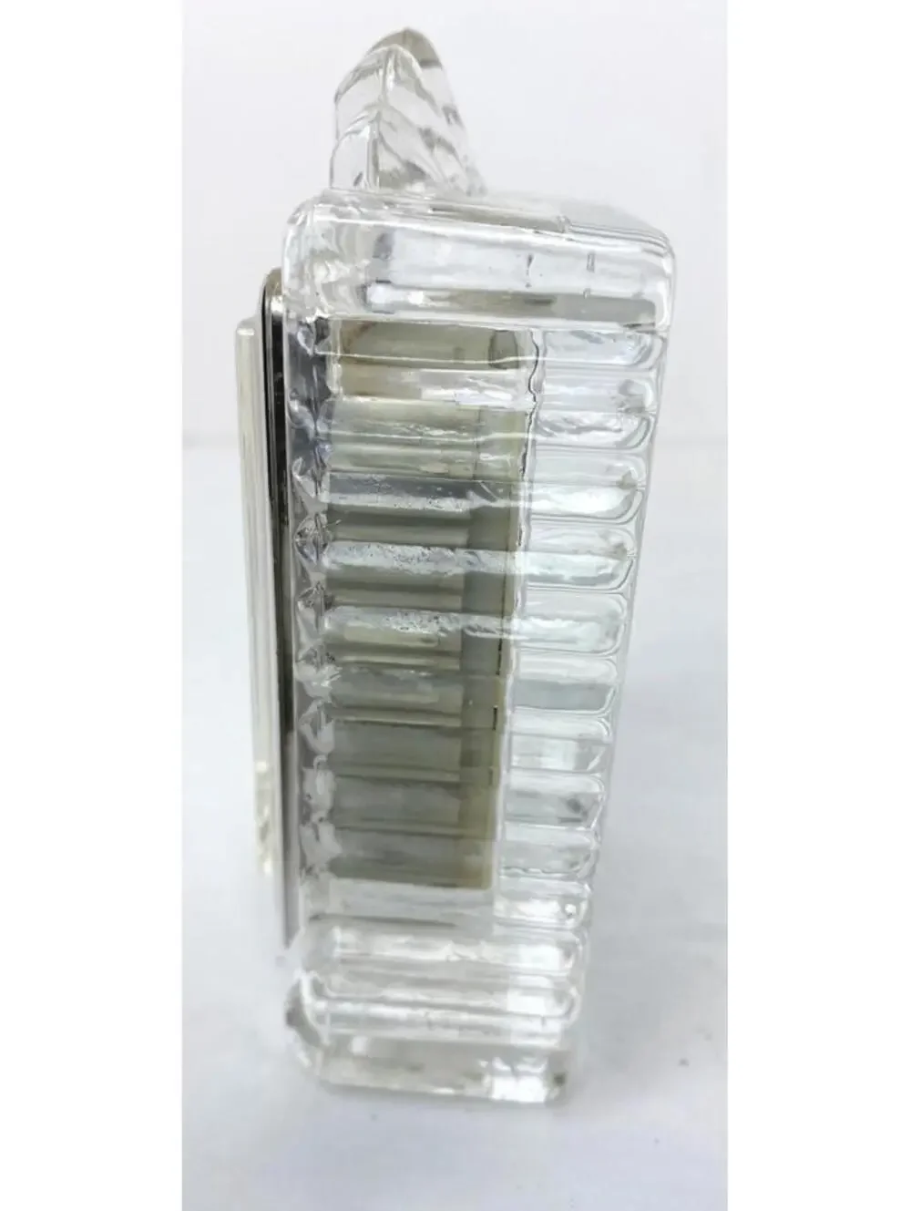 Crystal Clear Century 24% Lead Crystal Quartz Table Clock Taiwan 5” Tall “Works”
